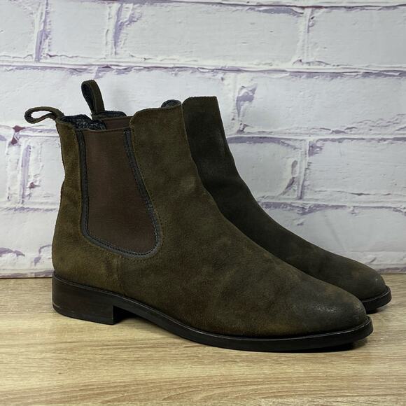 Thursday Boot Company Duchess Dark Olive Suede Chelsea Boots Women's Size 10 - Picture 3 of 8